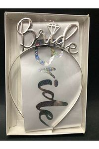 Gümüş Bride Plastik Taç Ve Kuşak Seti Bride To Be ürün fotoğrafı