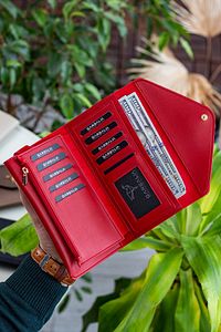 Envelope Telefon Ve Bozuk Para Bölmeli Zarf Model Kırmızı Kadın Cüzdan ürün fotoğrafı