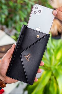 Envelope Telefon Ve Bozuk Para Bölmeli Zarf Model Siyah Kadın Cüzdan ürün fotoğrafı