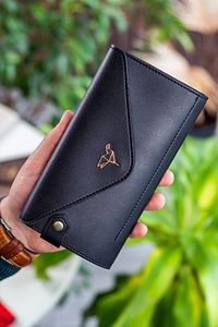 Envelope Telefon Ve Bozuk Para Bölmeli Zarf Model Siyah Kadın Cüzdan ürün fotoğrafı