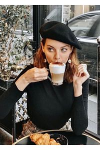 Fransız Ressam Avusturalya Yün Keçe Bere Siyah ürün fotoğrafı
