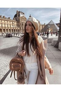 Fransız Ressam Avusturalya Yün Keçe Bere Ekru ürün fotoğrafı