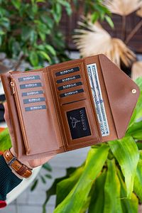 Envelope Telefon Ve Bozuk Para Bölmeli Zarf Model Taba Kadın Cüzdan ürün fotoğrafı
