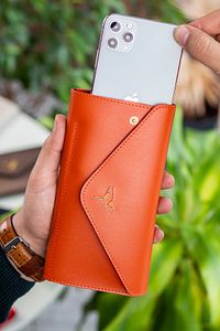 Envelope Telefon Ve Bozuk Para Bölmeli Zarf Model Turuncu Kadın Cüzdan ürün fotoğrafı
