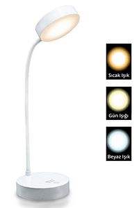 Şarjlı Dokunmatik Led Çalışma Okuma Işığı Flexible Masa Lambası 3 Kademeli Beyaz ürün fotoğrafı