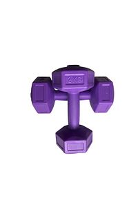 Mor Leyayon 2 Kg X 2 Adet Dambıl Vinyl Kaplı Dumbell Ağırlık - Mor Dambıl Seti Plastik 2 x 2 Kg ürün fotoğrafı