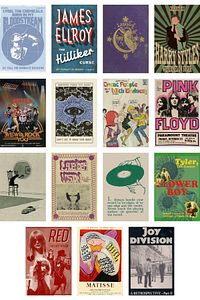 Retro Poster Seti - Kolaj Seti - Oda Dekoru - Duvar Posteri - Yapışkanlı - Duvar Dekoru - 60 Adet ürün fotoğrafı