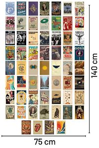 Retro Poster Seti - Kolaj Seti - Oda Dekoru - Duvar Posteri - Yapışkanlı - Duvar Dekoru - 60 Adet ürün fotoğrafı