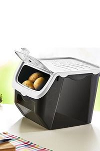 Coral 12 Litre 2'li Soğan Patates Saklama Kutusu Siyah-beyaz Patates Soğanlık ürün fotoğrafı