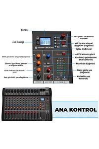 Mix Dm-12 Deck Mikser 12 Kanal Ses Mikseri (bluetooth Usb Efekt) ürün fotoğrafı