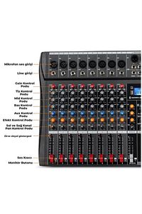 Mix Dm-12 Deck Mikser 12 Kanal Ses Mikseri (bluetooth Usb Efekt) ürün fotoğrafı
