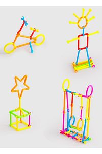 Oyuncak Geometrik Çubuklar 120 Parça Bloklar Yapboz Puzzle Zeka Renk Algı Gelişim Eğitici Oyuncak ürün fotoğrafı