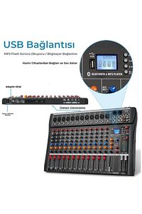 Mix Dm-12 Deck Mikser 12 Kanal Ses Mikseri (bluetooth Usb Efekt) ürün fotoğrafı