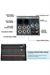Mix Dm-12 Deck Mikser 12 Kanal Ses Mikseri (bluetooth Usb Efekt) ürün fotoğrafı