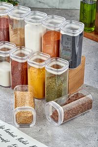 12'li 300ml Vakumlu Kapak Baharatlık Takımı - Sızdırmaz Conta - Etiket Hediyeli Akrilik Saklama Kabı ürün fotoğrafı