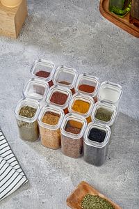12'li 300ml Vakumlu Kapak Baharatlık Takımı - Sızdırmaz Conta - Etiket Hediyeli Akrilik Saklama Kabı ürün fotoğrafı