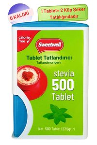 Stevia Tablet Tatlandırıcı 500 Tablet Sıfır Kalori ürün fotoğrafı