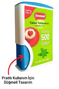 Stevia Tablet Tatlandırıcı 500 Tablet Sıfır Kalori ürün fotoğrafı
