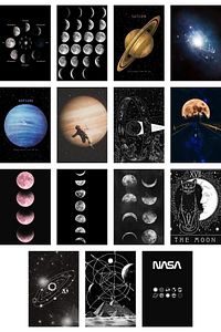 Uzay Poster Seti - Kolaj Seti - Oda Dekoru - Duvar Posteri - Yapışkanlı - Duvar Dekoru - 60 Adet ürün fotoğrafı