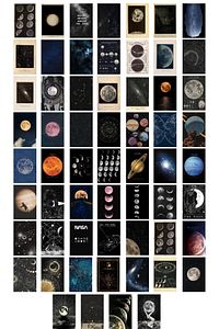 Uzay Poster Seti - Kolaj Seti - Oda Dekoru - Duvar Posteri - Yapışkanlı - Duvar Dekoru - 60 Adet ürün fotoğrafı