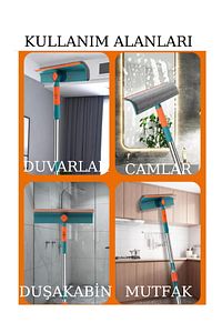 Oynar Başlıklı Bükülebilir Mikrofiber Bez Ve Çekçekli Teleskopik Cam Silme Aparatı Kolay Cam Silme ürün fotoğrafı