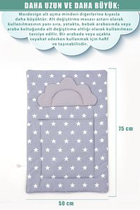 Bebek Alt Açma Minderi, Yıkanabilir, Elyaf Dolgulu Alt Değiştirme Pedi, Yıldız Serisi, Gri ürün fotoğrafı
