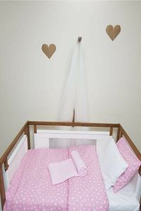 60x120 Lastikli Ranforce Bebek Çarşaf Takımı-pembe Yıldızlı ürün fotoğrafı