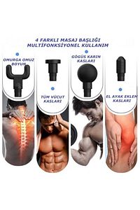 4 Başlıklı Titreşimli Yoğurmalı 6 Fonksiyonlu Masaj Aleti Masaj Tabancası ürün fotoğrafı