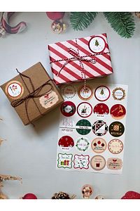 Yılbaşı Temalı Sticker - Mutlu Yıllar Etiketi -yılbaşı Paketleme Happy New Year Sticker Karışık Set ürün fotoğrafı