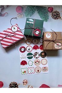 Yılbaşı Temalı Sticker - Mutlu Yıllar Etiketi -yılbaşı Paketleme Happy New Year Sticker Karışık Set ürün fotoğrafı