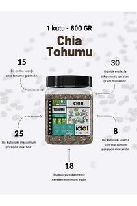 Chia Tohumu - 800 gr - Superfoods - Glutensiz - Keto Dostu - Tam Protein Yüksek Lif ürün fotoğrafı