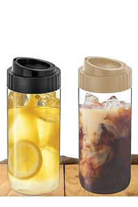 2li Coffee Mug 500ml Cam Kahve Bardağı Yeniden Kullanılabilir Seyahat Kupası ürün fotoğrafı