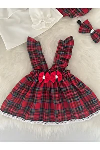 Ekose Salopet Banda Şapka Bluz Set ürün fotoğrafı