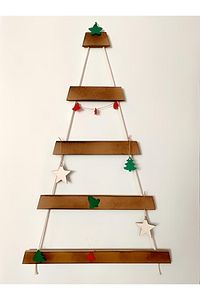 Yılbaşı Ahşap Çam Ağacı Halatlı Yeni Yıl Ağacı Modern Ahşap 90 Cm (SÜSLER DAHİL) ürün fotoğrafı
