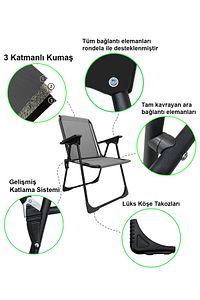 Natura Kamp Sandalyesi Katlanır Piknik Sandalye Oval Bardaklıklı Gri ürün fotoğrafı