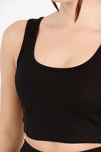 Kadın Siyah Crop Top Fitilli Ve Full Lycralı Esnek Dalgıç Kumaş 5063 ürün fotoğrafı