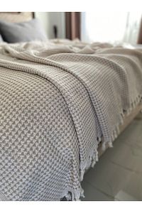 Çift Kişilik Piramit Desen Sütlü Kahve Pike ürün fotoğrafı