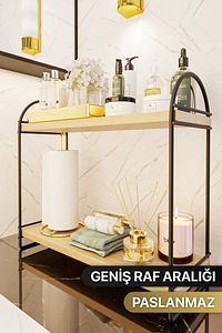 Mutfak Rafı Masaüstü Düzenleyici Organizer Mutfak Banyo Dolabı 2 Katlı Raf Oval Raf Kitaplık ürün fotoğrafı