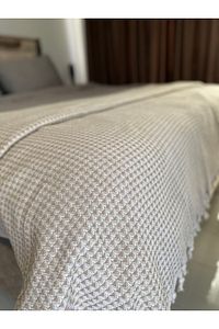 Çift Kişilik Piramit Desen Sütlü Kahve Pike ürün fotoğrafı