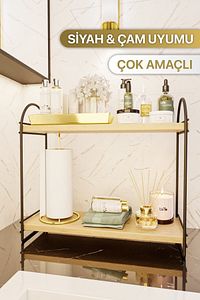 Mutfak Rafı Masaüstü Düzenleyici Organizer Mutfak Banyo Dolabı 2 Katlı Raf Oval Raf Kitaplık ürün fotoğrafı