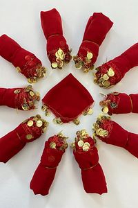 Kırmızı Şifon Gelin Damat Halay Mendili, Hediye Mendil 10 Adet, Düğün Kına Sünnet Nişan Sünnet ürün fotoğrafı