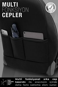 Limited Design Ortopedik Ekstra Destekli Oto Koltuk Kılıfı Tam Set - Siyah-Gri ürün fotoğrafı