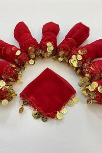 Kırmızı Şifon Gelin Damat Halay Mendili, Hediye Mendil 10 Adet, Düğün Kına Sünnet Nişan Sünnet ürün fotoğrafı
