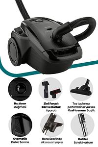 Zümrüt 4 Litre Geniş Kapasiteli Hız Ayarlı Toz Torbalı 5 Yıl Garantili Elektrikli Süpürge ürün fotoğrafı