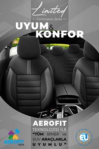 Limited Design Ortopedik Ekstra Destekli Oto Koltuk Kılıfı Tam Set - Siyah-Gri ürün fotoğrafı