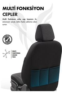 Toro Design Ortopedik Ekstra Destekli Oto Koltuk Kılıfı Özel Pamuklu Kumaş Tam Set - Siyah-Gri ürün fotoğrafı