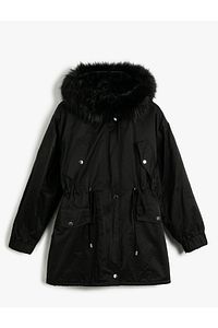 Kapüşonlu Parka Suni Kürk Detaylı ürün fotoğrafı