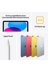 iPad 10. Nesil 64 GB 10.9" Wi-Fi Gümüş Tablet (Apple Türkiye Garantili) MPQ03TU/A ürün fotoğrafı
