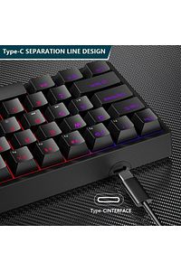 Trol Blue Switch Mini Rgb Oyun Klavyesi Gaming Mekanik 62 Tuşlu 18 Rgb Led Usb Type-c Kablo ürün fotoğrafı