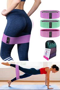 3lü Squat Bant Pilates Fitness Spor Kalça Egzersiz Direnç Bandı Lastiği (HAFİF ORTA SERT) ürün fotoğrafı